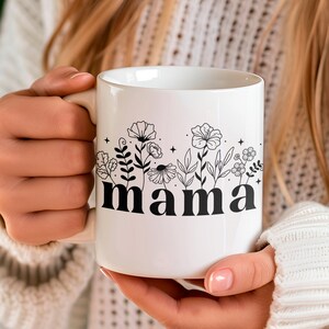Mother&#39;s day mug, gift for mothers day coffee mug for mom wildflowers adorned, mama mug for mothers day, elegant gift for mom, mother&#39;s mug