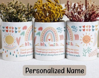 Caneca personalizada do professor com nome personalizável, caneca de café perfeita para professores com nome, agradecimento do professor, presente de final de aula
