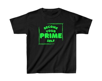 Kids Heavy Cotton Tee quote Prime green black t-shirt pattern