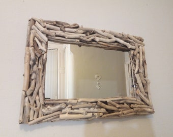 Driftwood Mirror Handmade Beachy Wall Decoration