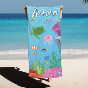 Personalized Kids Beach Towel: Under the Sea Theme