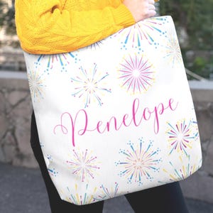 Benutzerdefinierte Tasche mit Namen, Familienurlaub, Seereise, Pool-Tasche, Bauernmarkt personalisierte Tasche, Muttertagsgeschenk, Feuerwerk-Tasche