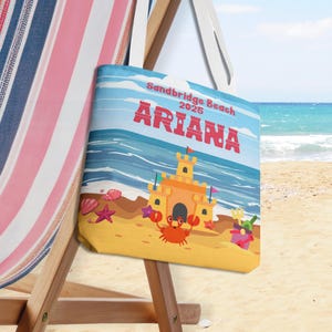 Benutzerdefinierte Tasche mit Namen, personalisierte Kinderstrandtasche für Urlaub, personalisierte Pool Sandburg Strandtasche, Sommergeschenk, Sommercamp Geschenk