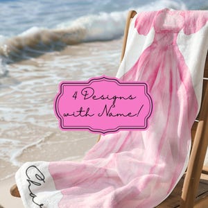 Custom Princess Beach Towel with Name, Princess Dress Towel for Group Trip, Pool Towel, Personalized  Princess Towel, Princess Bath Towel