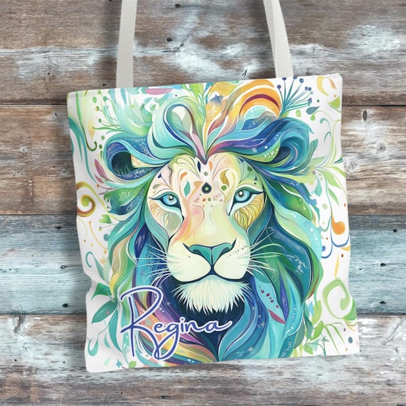 Personalisierte Löwen-Einkaufstasche: Personalisierte