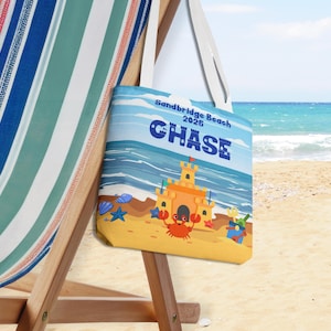 Benutzerdefinierte Tasche mit Namen, personalisierte Kinderstrandtasche für Urlaub, personalisierte Pool Sandburg Strandtasche, Sommergeschenk, Sommercamp Geschenk