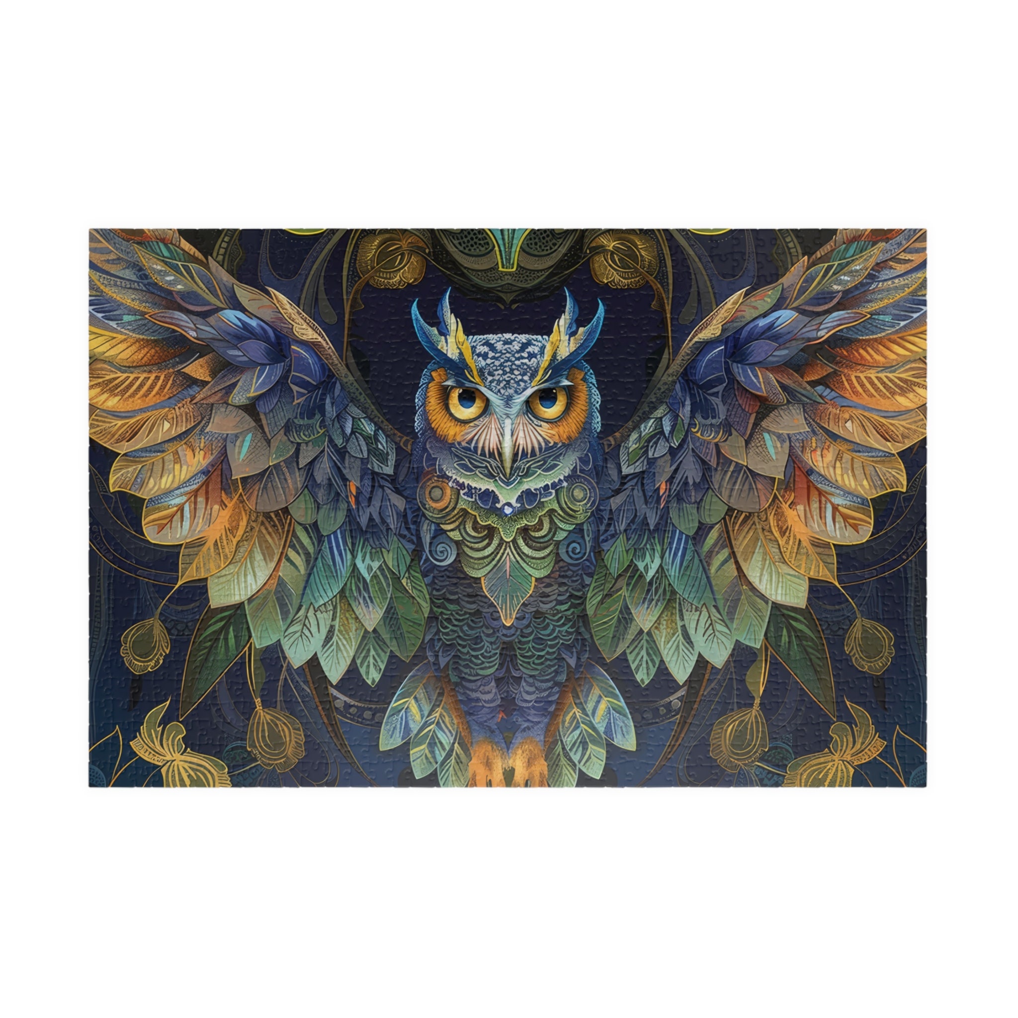 Nouveau Art Style Owl Puzzle in 110, 252, 520, or 1014 pieces, 1000 Pieces, Unique, Jigsaw, Family, 