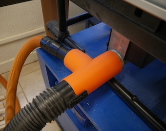 Shop Vac to Table Saw: 2.5 inch Dust Port Adapter with Overhead Splitter