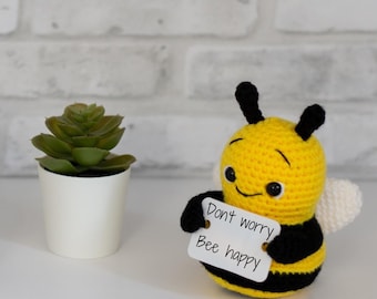 LOW-SEW Positive Bee crochet Pattern - Amigurumi