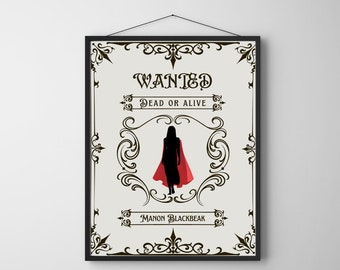 Throne of Glass Print | Manon Blackbeak Wanted Poster | Wall Art | Instant Download