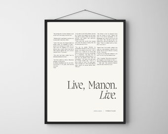 Throne of Glass Print | Manon Blackbeak Quotes  | 'Live Manon, Live' | Wall Art | Instant Download