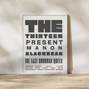 Throne of Glass Print | Manon Blackbeak | The Thirteen | &#39;The Thirteen present Manon Blackbeak | Wall Art | Instant Download