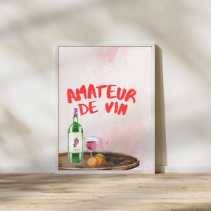 Amateur De Vin (Wine Lover) Wall Art | Wine Print | Kitchen Decor |  Digital Print