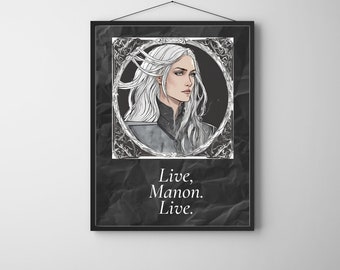 Throne of Glass Print | Manon Blackbeak Quotes  | 'Live Manon, Live' | Wall Art | Instant Download