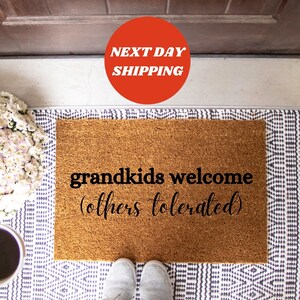 Grandkids Welcome Here Doormat, Grandparents Gift, Mothers Day Gift, Welcome Mat, Housewarming Gift, Grandparents Gifts, Welcome Door Mat