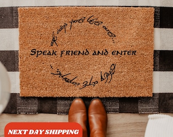Speak Friend And Enter Doormat, Funny Doormat, Elvish Door Mat, Housewarming Gift, New Home Gift, Home Decor, Closing Gift