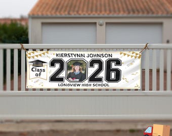 Personalized Graduation Banner, Personalized Banner, Party Backdrop, Photo Banner, Graduation Banner, Class of 2026 Banner, Graduation Decor