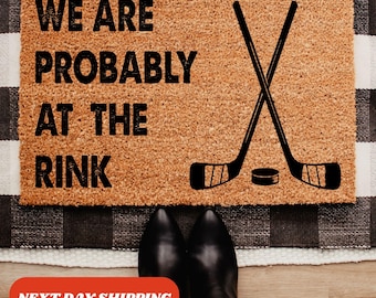 Hockey Family Doormat, Funny Hockey Doormat, We Are Probably At The Rink, Front Door Decor, Hockey Lovers Gifts, Hockey Decor, Porch Decor