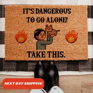 It&#39;s Dangerous To Go Alone Take This Doormat, Legends of Zelda, Zelda Lover Gift, Zelda Gifts, Funny Doormat, Welcome Doormat, Home Decor