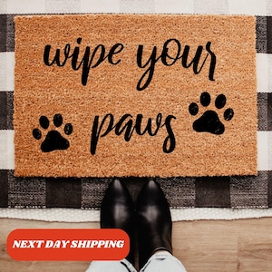 Wipe Your Paws Dog Doormat, Dog Paws Welcome Mat, Pawprints, Funny Door Mat, Dog Lover Gift, Home Decor, Pet Lover Gift, Outdoor Mat