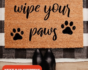Wipe Your Paws Dog Doormat, Dog Paws Welcome Mat, Pawprints, Funny Door Mat, Dog Lover Gift, Home Decor, Pet Lover Gift, Outdoor Mat