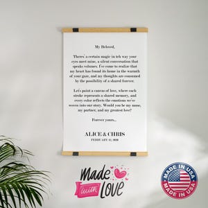 Custom Text Hanging Canvas, Custom Quote Print, Custom Speech Art, Hanging Canvas, Anniversary Gift, Wedding Speech Print, Custom Gift