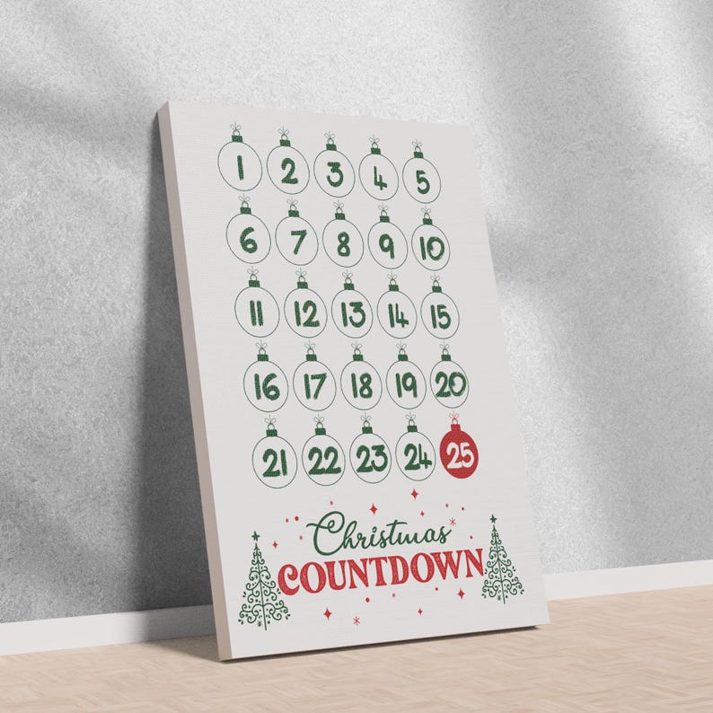 Christmas Wall Decoration, Christmas Countdown Print, Funny Christmas