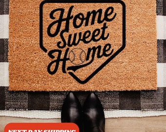 Baseball Themed Home Doormat, Home Sweet Home Doormat, Baseball Doormat, Welcome Doormat, Coir Doormat, Front Door Mat, Sport Lover Gift