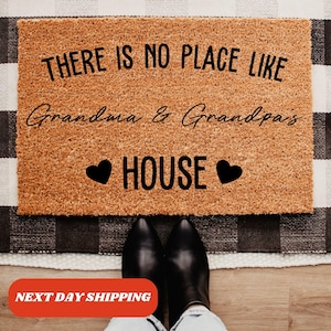 There&#39;s No Place Like Grandma and Grandpa&#39;s House Doormat, Grandparents Day Gift, Welcome Door Mat, New Home Gift, Front Doormat, Doormat