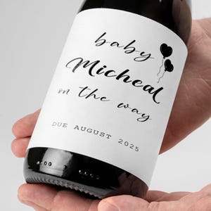 Baby On The Way Wine Label, Baby Announcement Gift, Announcement Gift, Pregnancy Reveal, Wine Label, Editable Wine Label, Champagne Label
