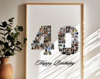 Custom 40th Birthday Photo Collage, 40th Birthday Photo Collage, Number Collage, Gifts for Her, Photo Collage, Custom Photo, Birthday Gift