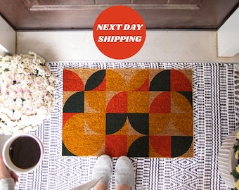 Colorful Bauhaus Inspired Geometric Doormat, Front Porch Decor, Outdoor Mat, Home Doormat, Housewarming Gift, Colorful Doormat, Coir Mat