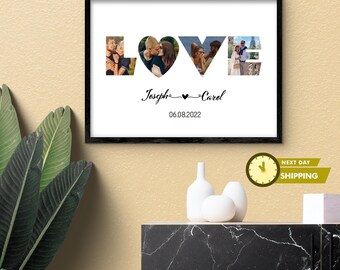 Couple Photo Collage, Love Photo Collage, Anniversary Gifts, Family Gift, Couple Gift, Heart Collage, Personalized Decor, Wedding Gift