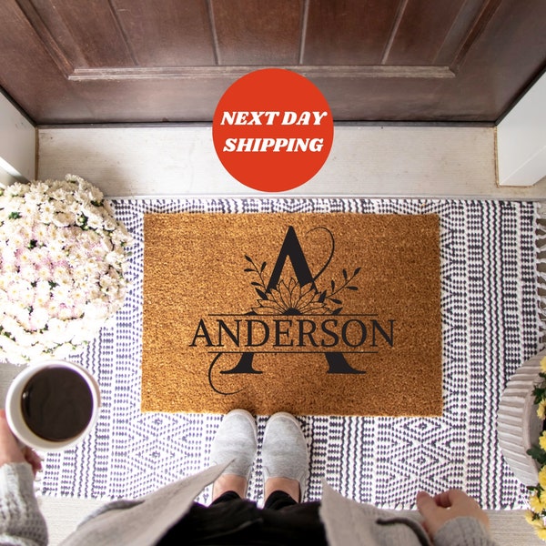 Custom Monogram Doormat, Housewarming Gift, Last Name Doormat, Personalized Door Mat, New Home Welcome Rug, Front Door Decor, Custom Doormat