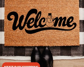 Snowman Welcome Doormat, Snowman Doormat, Christmas Doormat, Holiday Doormat, Housewarming Gift, Christmas Gift, Outdoor Doormat, Door Mat