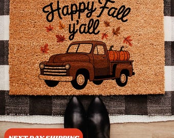 Happy Fall Yall Doormat, Fall Porch Decor, Welcome Doormat, Colorful Doormat, Fall Season, Seasonal Doormat, Cir Doormat, Autumn Mats