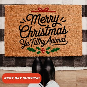 Filthy Animal Doormat, Christmas Doormat, Funny Doormat, Merry Christmas Doormat, Welcome Mat, Outdoor Mat, Holiday Decor, New Home Decor