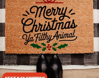 Filthy Animal Doormat, Christmas Doormat, Merry Christmas, Holiday Decor