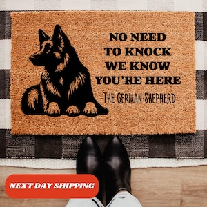 No Need To Knock We Know You Are Here Doormat, The German Shepherd Doormat, Dog Mom, Pet Lovers Gift, Welcome Mat, Dog Lover, Front Doormat