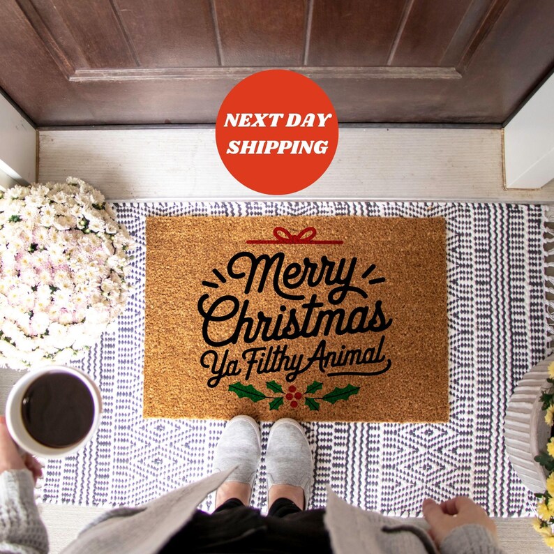 Filthy Animal Doormat, Christmas Doormat, Funny Doormat, Merry