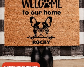 Dog Welcome Mat, Personalized Dog Gift, Unique Dog Gift, Housewarming Dog Gift, Custom Dog Breeds, Custom Name Doormat, Welcome Mat