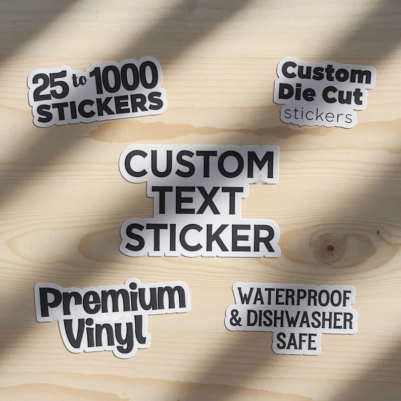 Sticker Text Wide Custom Text Sticker, Custom Sticker, Vinyl Sticker, Waterproof Sticker ...