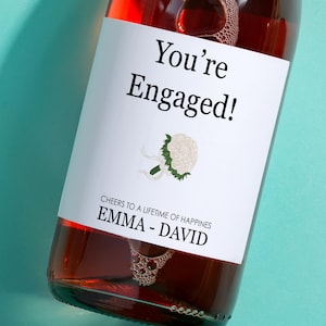 You&#39;re Engaged Champagne Label, Engagement Wine Bottle Sticker, Gift for Couple, Engagement Gift, Custom Wine Label, Engagement Tequila