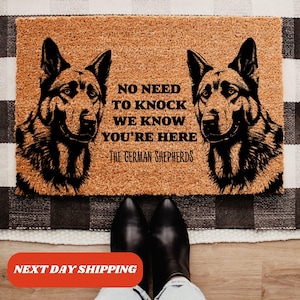 No Need To Knock We Know You Are Here, The German Shepherds Doormat, Dogs Door Mats, Funny Doormat, Welcome Mats, Unique Gift, New Home Gift