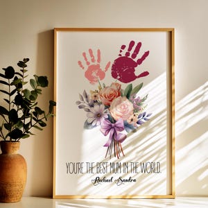 Mother&#39;s Day Print, Handprint Wall Art, Family Handprint Art, Mother&#39;s Day Gift, Gift for Mommy, Handprint Flowers, Flower Handprint Art