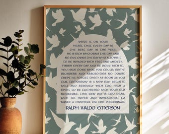 Write it On Your Heart Wall Art, Ralph Waldo Emerson, Inspirational Quote Wall Art, Poetry Wall Art, New Office Gift, Homeowner Gift
