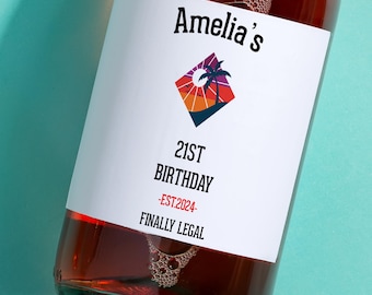 Finally Legal Wine Label, 21st Wine Label, 21st Birthday, Birthday Wine Label, Personalized Gift, Custom Wine Label, Mini Champagne Label