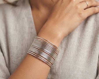 Silver Rhodium Plated Plain Bangles Set of 12, Thin Indian Churi Stack Bracelets, Oxidised Minimalist Silver Stackable Bangles, Gift for Her