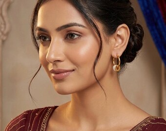 Gold Hoop Earrings with Zircon Charm for Women - Waterproof Stainless Steel Minimalist Jewelry - Tarnish Free Dainty Hoops - Gift for Her