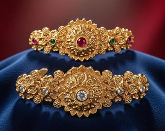 Antique Gold Kundan Hair Clip, Ruby Green Bridal Hair Accessory, Indian Wedding Sangeet Jewelry, Bun Pin Barrette, Gift for Bride
